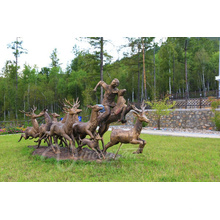 Garten Dekoration Metall Handwerk Leben Größe Hirsch Statue große Outdoor-Bronze Skulpturen